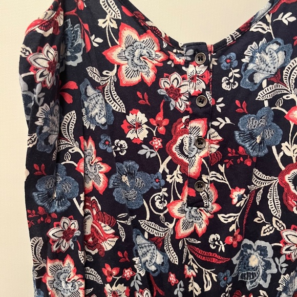 Navy Blue Floral Romper Size M - Picture 2 of 3